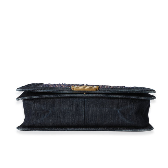 Chanel Blue Denim & Multicolor Boucle New Medium Boy Bag - Picture 5 of 7